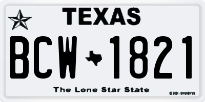 TX license plate BCW1821