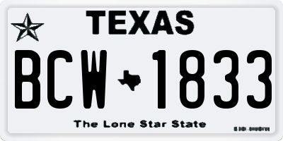 TX license plate BCW1833