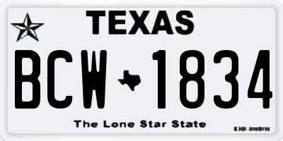 TX license plate BCW1834