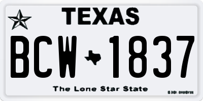 TX license plate BCW1837