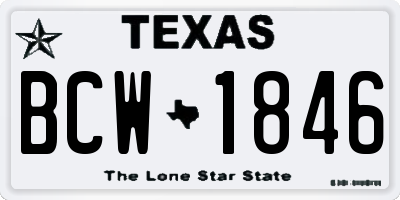TX license plate BCW1846
