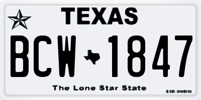 TX license plate BCW1847
