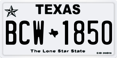 TX license plate BCW1850