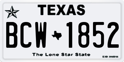 TX license plate BCW1852