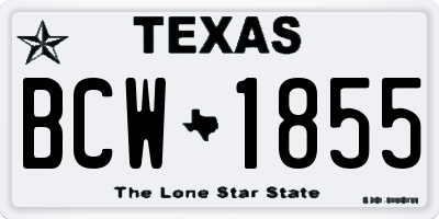 TX license plate BCW1855