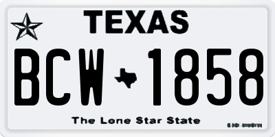 TX license plate BCW1858