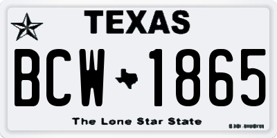 TX license plate BCW1865