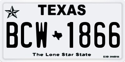TX license plate BCW1866