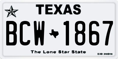 TX license plate BCW1867