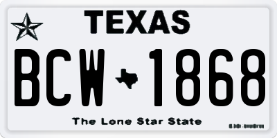 TX license plate BCW1868