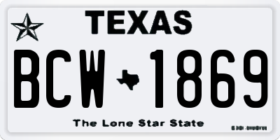 TX license plate BCW1869