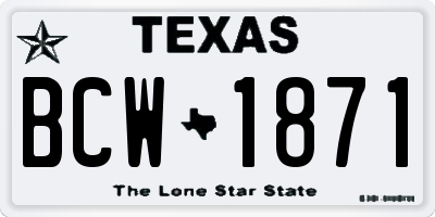 TX license plate BCW1871