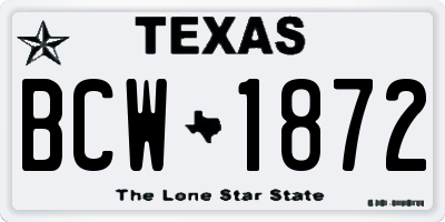 TX license plate BCW1872