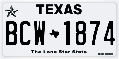 TX license plate BCW1874