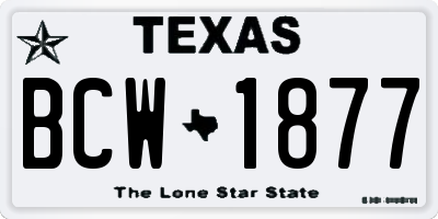 TX license plate BCW1877