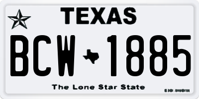 TX license plate BCW1885