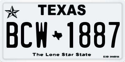 TX license plate BCW1887