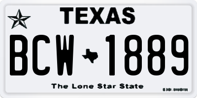 TX license plate BCW1889