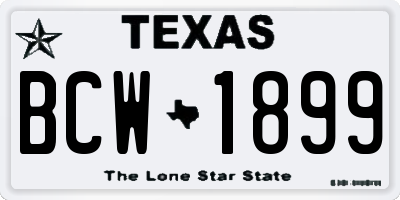 TX license plate BCW1899