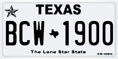 TX license plate BCW1900