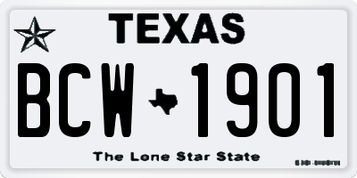 TX license plate BCW1901