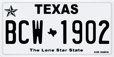 TX license plate BCW1902