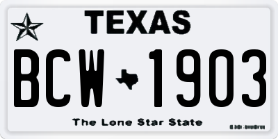 TX license plate BCW1903