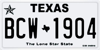 TX license plate BCW1904