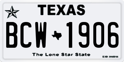 TX license plate BCW1906