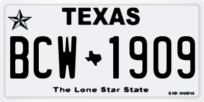 TX license plate BCW1909