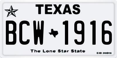 TX license plate BCW1916