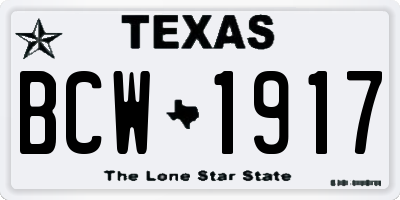 TX license plate BCW1917