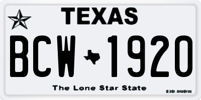 TX license plate BCW1920