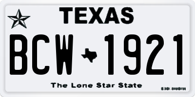 TX license plate BCW1921