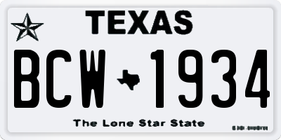 TX license plate BCW1934