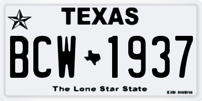 TX license plate BCW1937