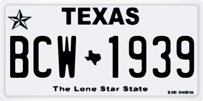TX license plate BCW1939