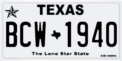 TX license plate BCW1940