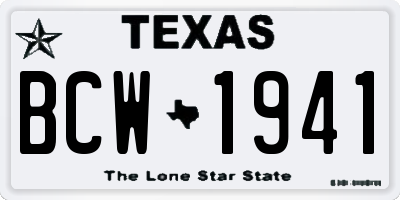 TX license plate BCW1941