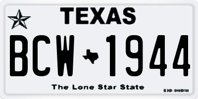 TX license plate BCW1944