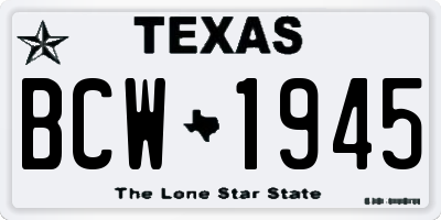 TX license plate BCW1945