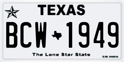 TX license plate BCW1949