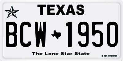 TX license plate BCW1950