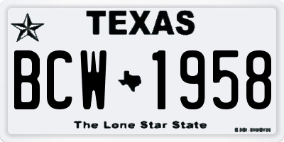 TX license plate BCW1958