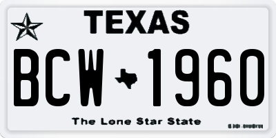 TX license plate BCW1960