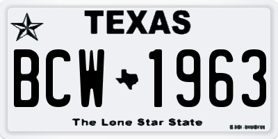 TX license plate BCW1963