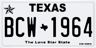 TX license plate BCW1964