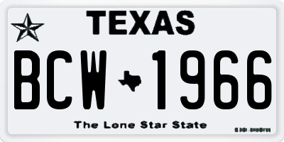 TX license plate BCW1966