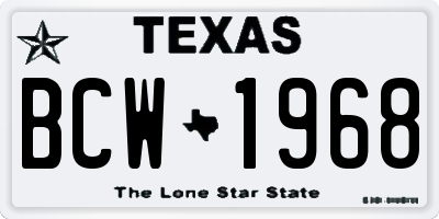 TX license plate BCW1968