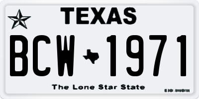 TX license plate BCW1971